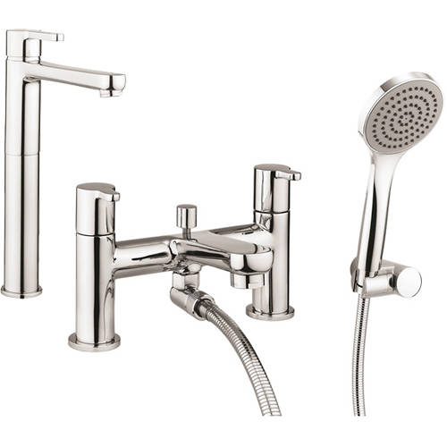 Larger image of Crosswater Nova Tall Basin & Bath Shower Mixer Tap Pack (Chrome).