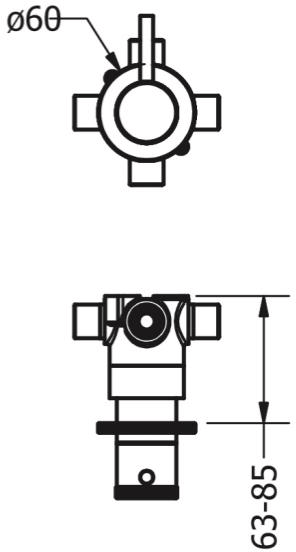 Technical image of Crosswater Industrial 2 Way Shower Diverter (Chrome).