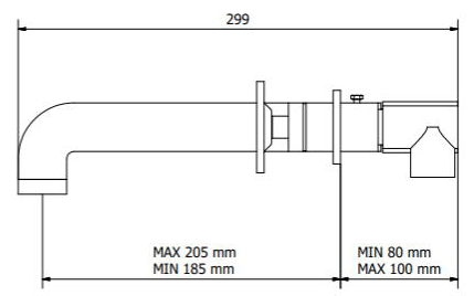 Technical image of Crosswater UNION Three Hole Wall Mounted Basin Mixer Tap (Brushed Black).