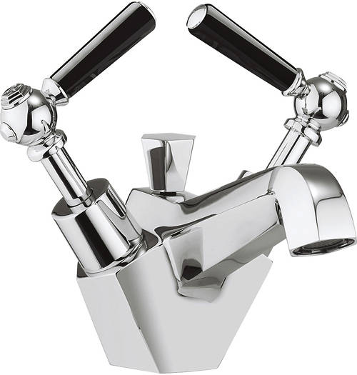 Example image of Crosswater Waldorf Basin & Bath Shower Mixer Tap Pack (Black Handles).