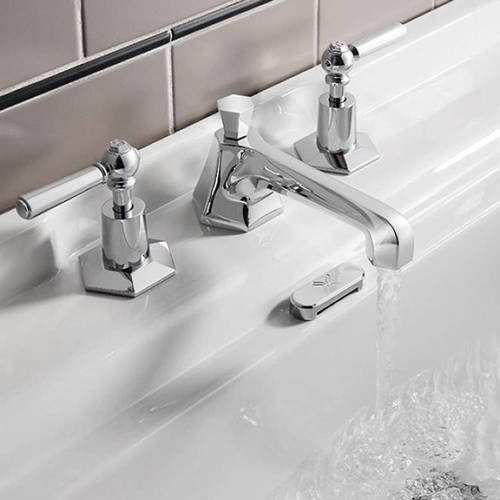 Example image of Crosswater Waldorf 3 Hole Basin Mixer & Bath Filler Taps (Chrome Handles).