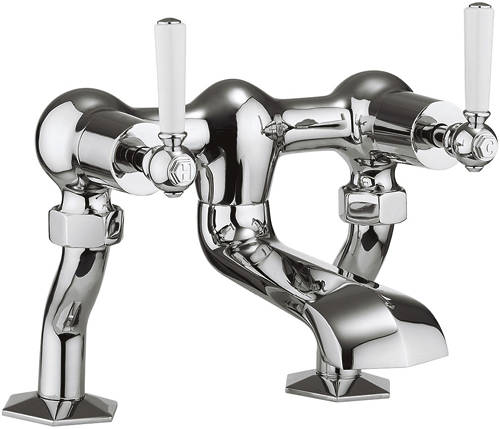 Example image of Crosswater Waldorf 3 Hole Basin Mixer & Bath Filler Taps (White Handles).