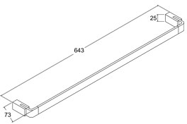 Technical image of Deva Edge Towel Rail 640mm (Chrome).