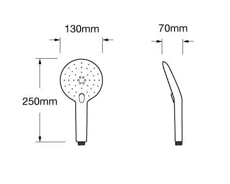 Technical image of Methven Airstream Shower Handset With 3 Functions (Chrome & White)