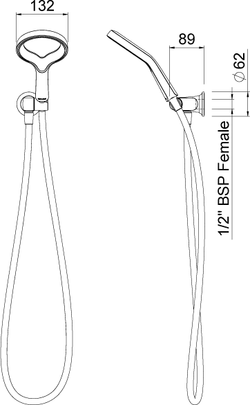 Technical image of Methven Aurajet Aio Hand Shower Pack (Chrome & White).