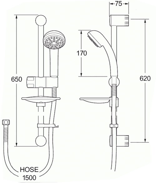 Technical image of Deva Azure Exposed Thermostatic Shower Valve, Single Mode Kit & Regulator.