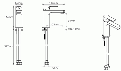 Technical image of Methven Cari Basin & Bath Filler Tap Pack (Chrome).