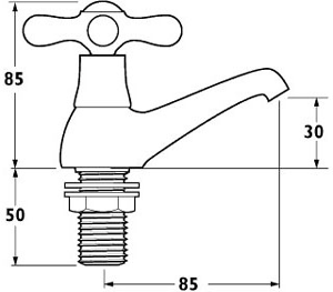 Technical image of Deva Consort Basin Taps (Pair, Chrome).