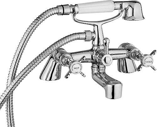 Larger image of Deva Coronation 3/4" Bath Shower Mixer Tap With Shower Kit (Chrome).