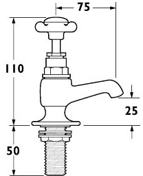 Technical image of Deva Coronation Vanity Basin Taps (Pair, Chrome).