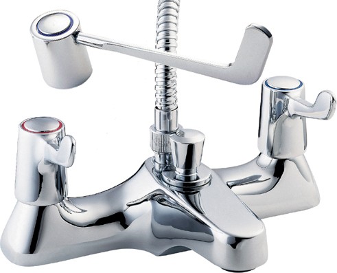 Larger image of Deva Lever Action Lever Bath Shower Mixer Tap, 6" Long Handles & Shower Kit.