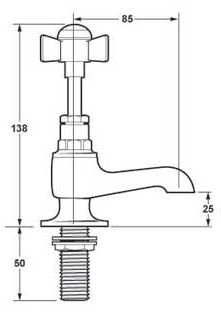 Technical image of Deva Durham Bath Taps (Pair, Chrome).