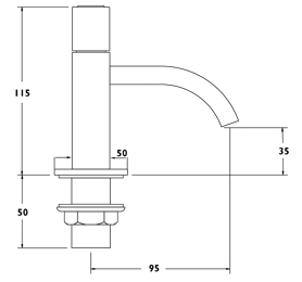 Technical image of Deva Edge Bath Taps (Pair).