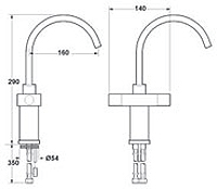 Technical image of Deva Edge Kitchen Tap With Swivel Spout.