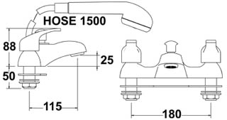 Technical image of Deva Eider Bath Shower Mixer Tap With Shower Kit (Chrome).