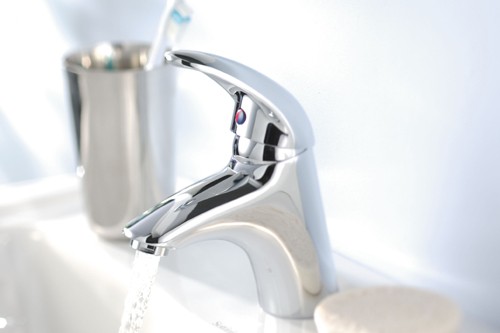 Example image of Deva Elan Mono Basin Mixer Tap With Press Top Waste.