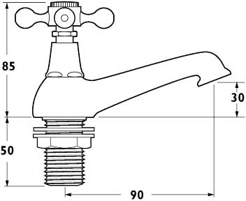 Technical image of Deva Empire Basin Taps (Pair, Gold).