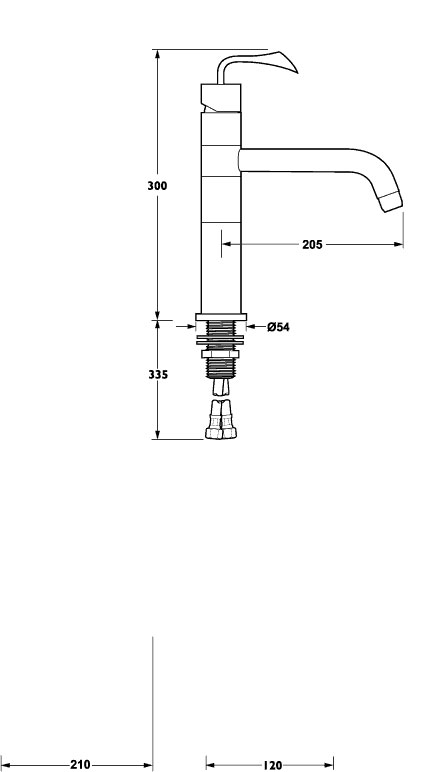 Technical image of Deva Energy Energy Monoblock High Rise Sink Mixer