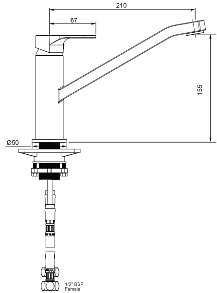 Technical image of Methven Kitchen Glide Kitchen Tap (Chrome).