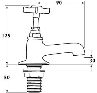 Technical image of Deva Imperial Basin Taps (Pair, Chrome).