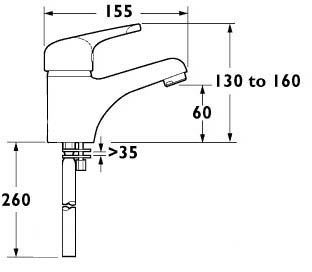 Technical image of Deva Excel Librio Mono Basin Mixer Tap (Chrome).