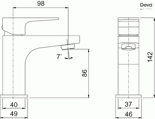 Technical image of Deva Lush Basin & Bath Shower Mixer Tap Set (Chrome).