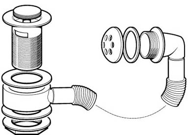 Technical image of Deva Wastes Push Button Bath Waste (Chrome).