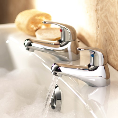 Example image of Deva Revelle Basin Taps (Pair, Chrome).