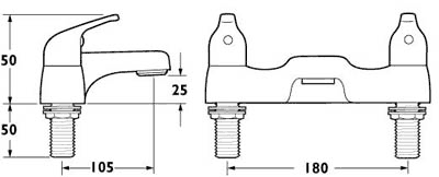 Technical image of Deva Revelle Bath Filler Tap (Gold).