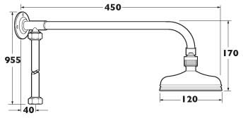 Technical image of Deva Shower Rails Fixed Rigid Riser (Chrome).