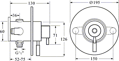 Technical image of Deva Vision Concealed Thermostatic Shower Valve With Multi Mode Kit.