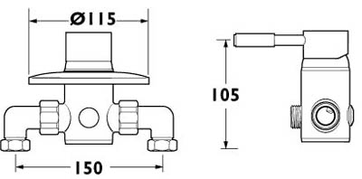 Technical image of Deva Vision Modern Manual Concealed Shower Valve (Chrome).