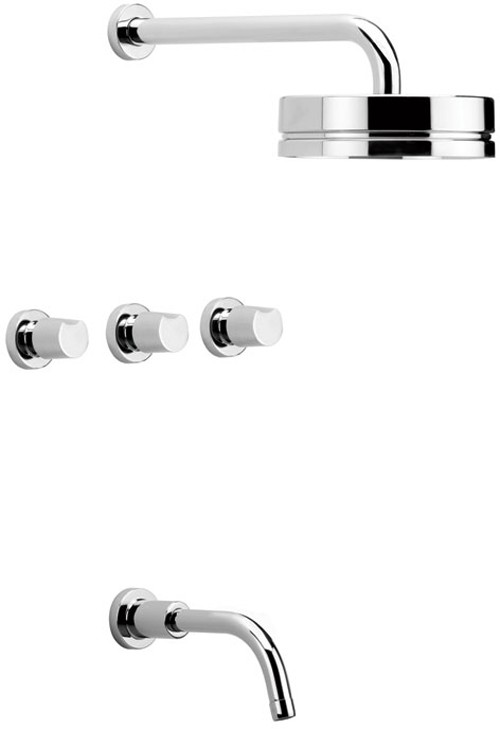 Larger image of Vado Ixus Wall Mounted Concealed 5 Hole Bath Shower Mixer Set.