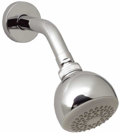 Larger image of Vado Shower Chrome low pressure single function shower head and arm.