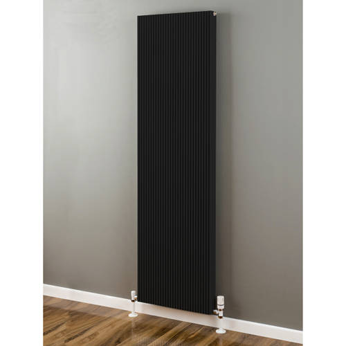 Larger image of EcoHeat Hadlow Vertical Aluminium Radiator 1526x400 (Jet Black).