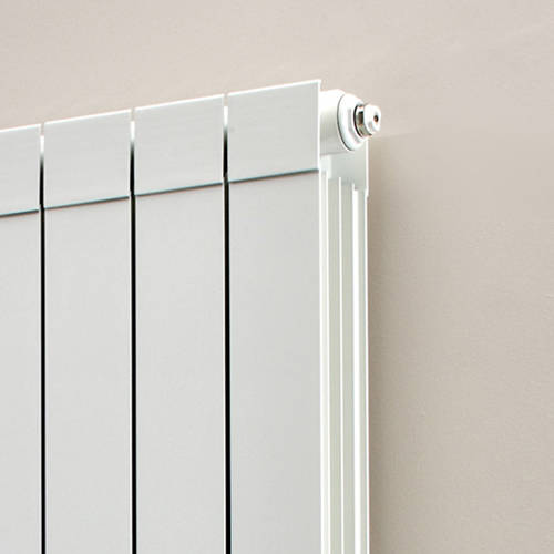 Example image of EcoHeat Saxon Vertical Aluminium Radiator & Brackets 1446x340 (White).