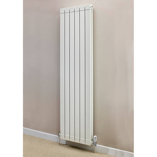 Larger image of EcoHeat Saxon Vertical Aluminium Radiator & Brackets 1446x420 (White).