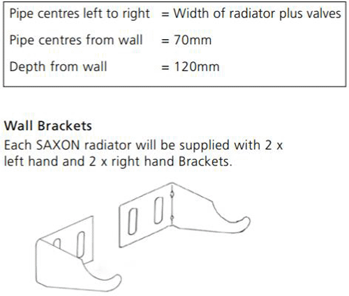 Technical image of EcoHeat Saxon Vertical Aluminium Radiator & Brackets 1846x420 (Olive).