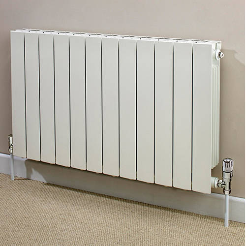 Larger image of EcoHeat Saxon Horizontal Aluminium Radiator & Brackets 590x1140 (White).