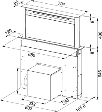 Technical image of Franke Cooker Hoods Downdraft Cooker Hood (Stainless Steel & Black).