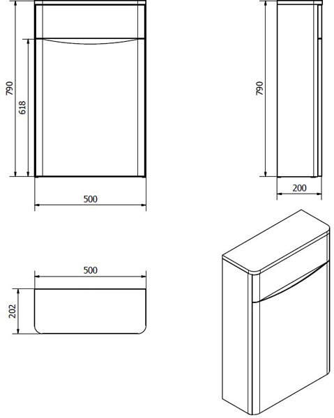 Technical image of Italia Furniture Bali Bathroom Furniture Pack 07 (Chestnut).