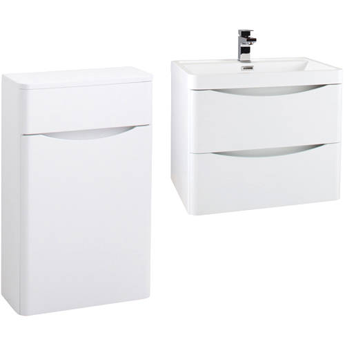 Larger image of Italia Furniture Bali Bathroom Furniture Pack 07 (Gloss White).