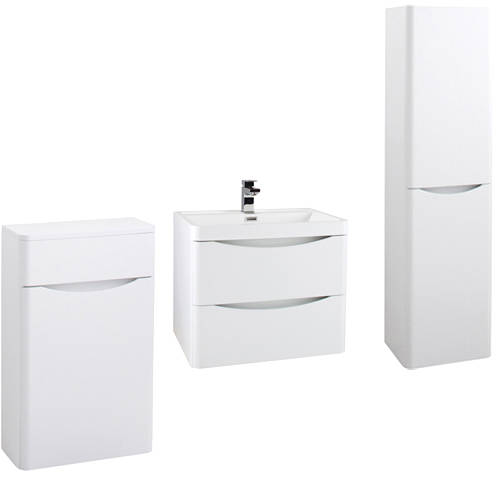 Larger image of Italia Furniture Bali Bathroom Furniture Pack 11 (Gloss White).