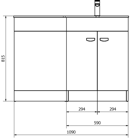 Technical image of Italia Furniture Vanity Unit Pack With BTW Unit & Black Glass Basin (LH, White).