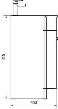 Technical image of Italia Furniture Vanity Unit Pack With BTW Unit & Black Glass Basin (RH, White).