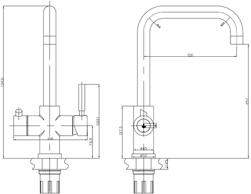 Technical image of Hydra 3 in 1 Boiling Water Kitchen Tap (Hot, Cold & Filtered Boiling).