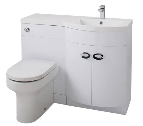 Example image of Italia Furniture Vanity Unit Pack With BTW Unit & White Basin (RH, White).