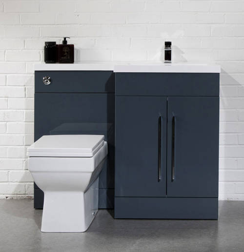 Example image of Italia Furniture L Shaped Vanity Pack With BTW Unit & Basin (RH, Anthracite).