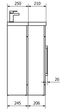 Technical image of Italia Furniture L Shaped Vanity Pack With BTW Unit & Basin (RH, Anthracite).