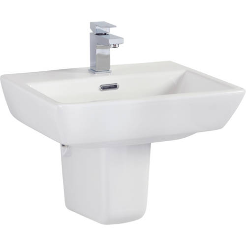 Larger image of Oxford Daisy Lou Contemporary Wall Hung Basin & Semi Pedestal.